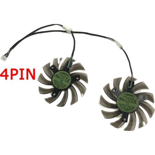 2pcs/set Graphics Card Fan 75MM 4Pin VGA Cards Cooler For ASUS GTX650TI 660Ti GTX750 GTX760 GTX770 R7260 Video Card Cooling