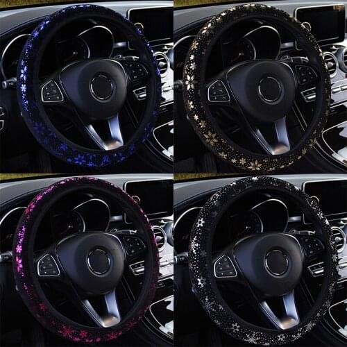 1PC Inner Ring Elastic Band Cover Auto Product Snowflake Bling Car Steering Wheel Cover for Women Gilded Design Without