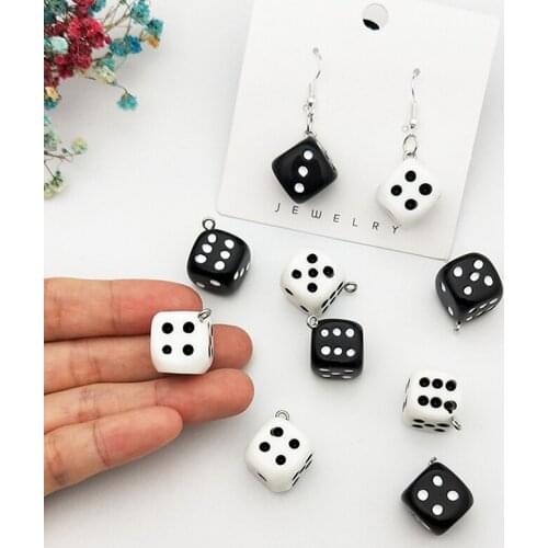 10pcs 15mm Dice Resin Charms 3D Dice Pendants DIY Craft Fit for Bracelets Earring Key Chains DIY Jewelry Finding Handmade Craft