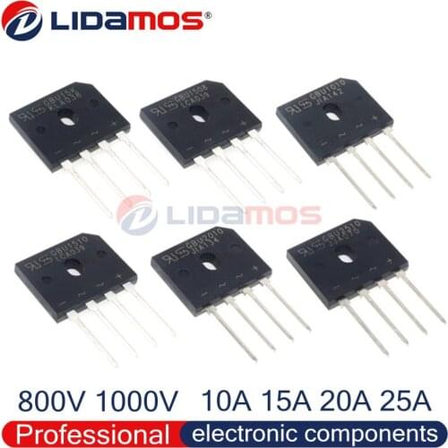 10PCS GBU1010 GBU15K GBU1508 GBU1510 GBU2010 GBU2510 10A 15A 20A 25A 800V 1000V DIP-4 Made in China high quality