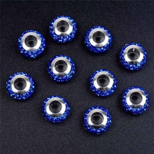 10Pcs/Lot Big Hole Round Loose Color Stone Crystal Glass Bead Fit Pandora Bracelet Women Girl Chain Necklace for Jewelry Making