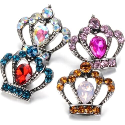 2019 Newest Gingersnaps Jewelry 4 Colors Crown Shape 18mm Vocheng Snap Charms Interchangeable Jewelry Snap Button Vn-2004