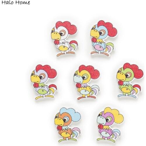 30pcs Animal Cock Wood Buttons for Sewing Scrapbooking Clothing Headwear Handmade Crafts Home Decor Accessories DIY 30mm