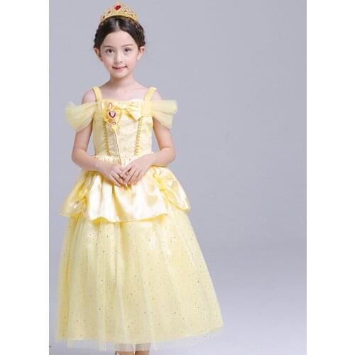 ABGMEDR Brand 5 New Styles Belle Dress Girls Children Christmas Chothing Girl Yellow Dress Monsoon Kids Princess Dresses 3-10Yrs