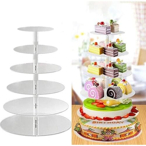 3/4/5/6 Acrylic Cake Stand Transparent Cake Display Stand Round Cupcake Holder Shelf Wedding Birthday Party Decoration Tools