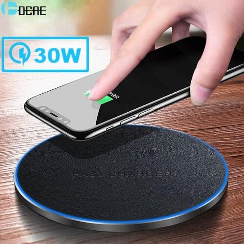 DCAE 30W Qi Wireless Charger For iPhone 12 11 Pro Max Mini XS X XR 8 Type C USB Induction Fast Charging Pad For Samsung S20 S10