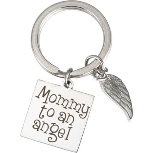 Stainless Steel Keychain With Tag Mommy To An Angel Wings Key Holder Fashion Mother Gift Key Chain