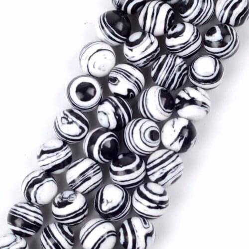 Wholesale 4 6 8 10 12mm Round Black Striped Agates Stone Spacer Beads For Diy Jewelry Bracelet Making 15inch Beads Accessories