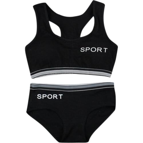 Sports Girls Underwear Bra Vest Children Briefs Cotton Breathable Sport Beauty Back Undies Underpants Set бюстгальтер женский q5