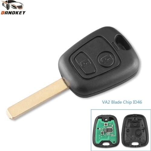 Dandkey Remote Control Key 2 Buttons 433Mhz ID 46 Chip For PEUGEOT 206 207 307 Car Keyless Entry Fob VA2 Blade/HU83 Blade