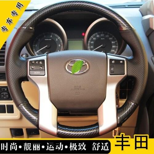 DIY leather hand-sewn car steering wheel cover for Toyota Prado RAV4 crown 2019 Highlander Wildlander 2018 Auto interior