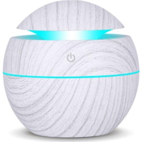 New 130Ml Mini Electric Air Humidifier Usb Charge Aroma Diffuser Ultrasonic White Wood Grain With 7 Color Led Light For Home