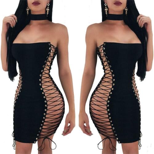 Fashion Women Sexy Two-sided Bodice Wrap Slim Dress Party Nightclub Supply