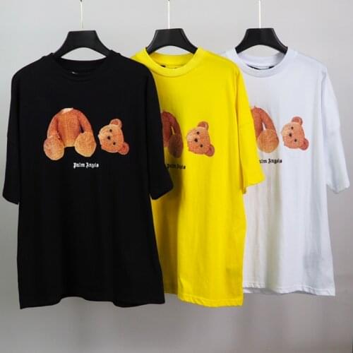Palm Angels 21SS Letter Logo PA Loose Casual Round Neck Short Sleeve T-shirt Broken Bear Men Women Lovers Style T-shirt 2006