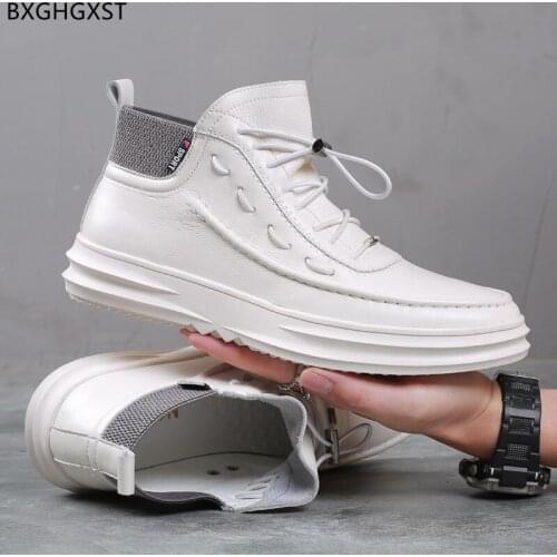 White Leather Casual Shoes Men Black Mens Casual Shoes Hot Sale High Top Designer Shoes for Man 2021 Zapatos De Hombre Chaussure