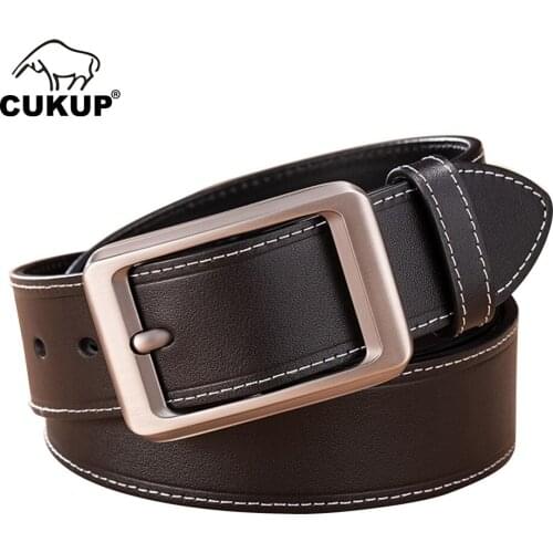 CUKUP 2021 New Design Pin Buckle Mens Luxury Mens Top Quality Cow Genuine Leather Male Casual Styles Jeans Belts for Men NCK985