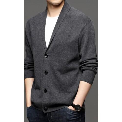 Mens Sweaer Jacket Long Sleeve Leisure Cardigan Male Turn-Down Collar Wool Sweater Coat Buttons Knitwear Cardigan
