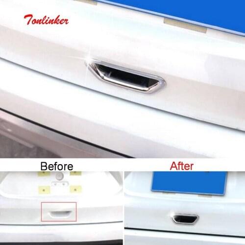 Tonlinker Exterior The Trunk handle Cover case stickers For Nissan X-Trail 2014-19 Car Styling 1 PCS ABS Chrome Cover sticker