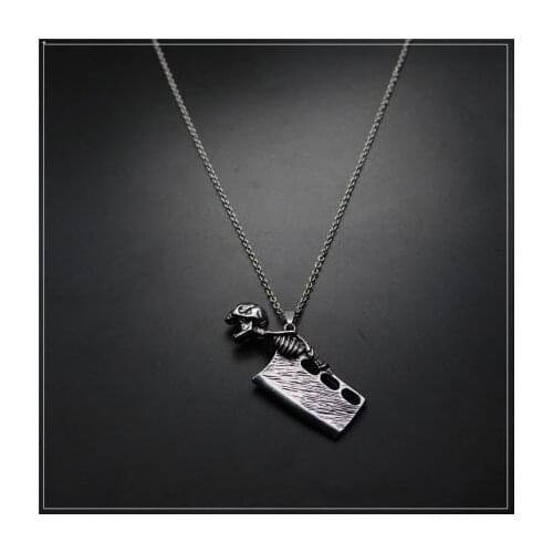 Onlysda Punk Stainless Steel Mini Blade Chef Kitchen Skull Knife Pendant Necklace for Men Hip Hop Jewelry Gift OSDZ061