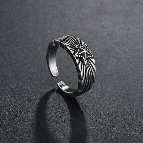 European New Retro Punk Exaggerated Spirit Star Ring Fashion Personality Opening Adjustable Ring Jewelry for Men Women