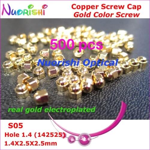 S05 500pcs Glasses Eyewear Eyeglasses Gold Electroplated Brass Screws Hexagon Hex Caps Nuts 1.4mm Free Shipping