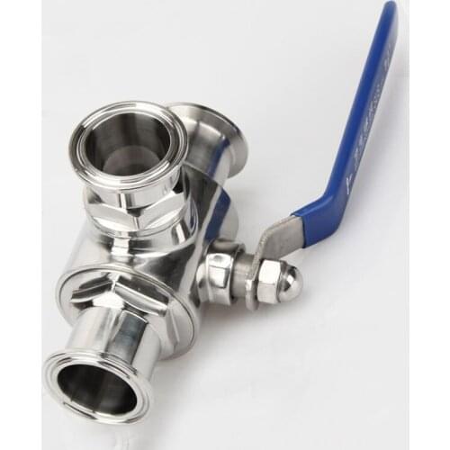 Sanitary SUS304 Stainless Steel Tri Clamp Ball Valve Three Way Manual T-type Ball Valve Pipe OD 51/63/76mm
