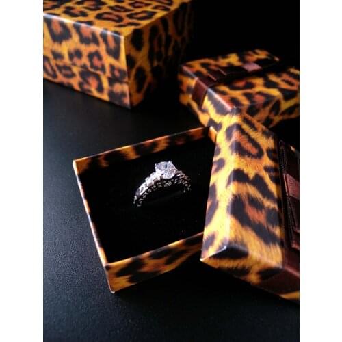 DoreenBeads Jewelry Box Wholesale Yellow Leopard Print Earrings Ring Box Paper Gift Box Display 6.5 * 5 * 2.5cm 1 Piece