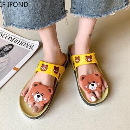 IF IFOND Cute Bear Platform Wedge Slippers Women Summer Flip-flop Sandals Women Shoes Indoor Non-slip Casual Slides Ladies 2021