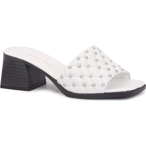 Gedikpasalı Mrn 461 White 2021 Summer Season Women 'S Slippers Real Cow Leather Orthopedic Comfort Daily Use Elevator Light Breathable
