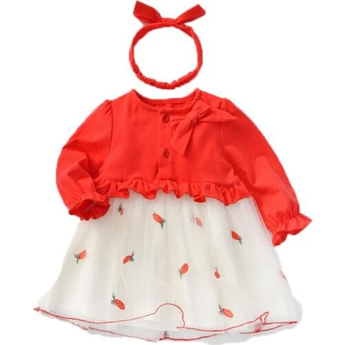 Tou Baby Girl Dress Kids one-piece clothes Lace Bow Princess Dresses Costumes Toddler Girl Long Sleeve Round Neck Spring Dress