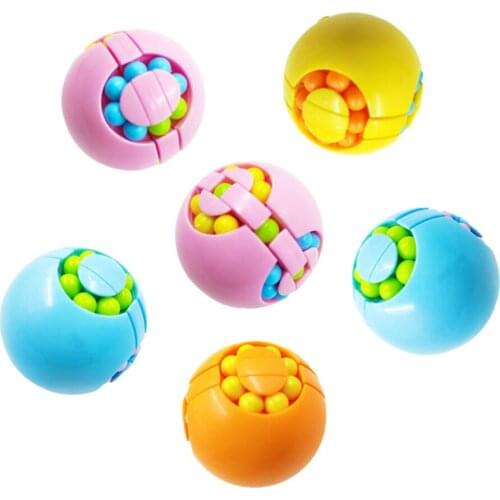 Rotating Round magical Soybean Fingertip magic Cube Kids Educational Stress Relief Fidget Toy Intelligence Puzzle Cube Toys