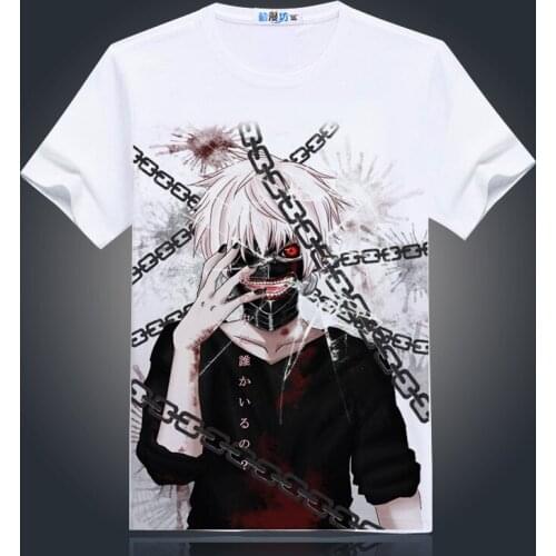 Japanese Anime Tokyo Ghoul Cosplay T Shirt Cartoon Kaneki Ken Touka Kirishima Printed Summer T-Shirt Women/Men Top Tee Costume
