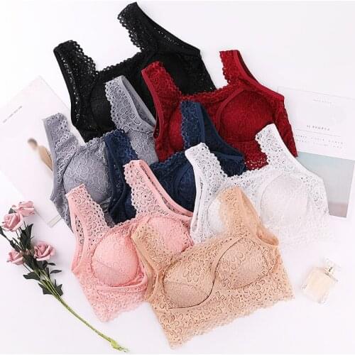 Women Sexy Lace Gathered Breathable Wireless Bra Nursing Bottoming Comfort Tank Top