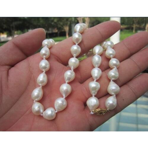 Women Gift beautiful 11-13mm Natural south sea baroque white pearl necklace 18INCH Baroque Natural Freshwater pearl 925