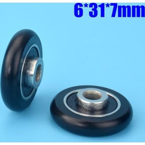 1pcs 6*31*7mm spherical pulley, plastic wrap, POM non-standard bearing, single convex bearing wheel,inner ring height