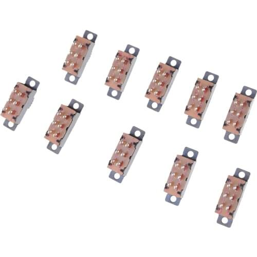 10 Pcs/LOT Slide Switch 2 Position DPDT 2P2T Panel Mount Vertical Slide Switch 6 Pin 0.5A 50V DC