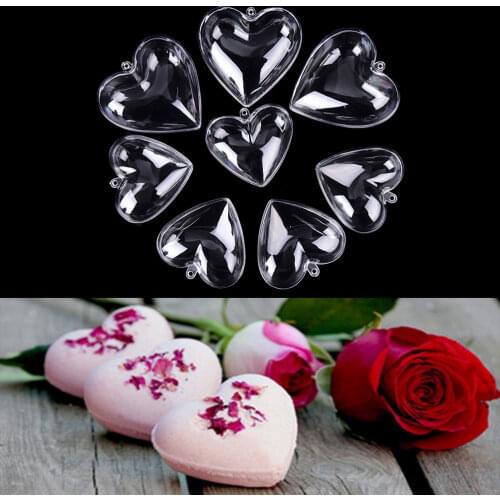 2Pcs/Lot 65/80mm DIY clear plastic clear bath bomb mold Heart Shape acrylic mould New