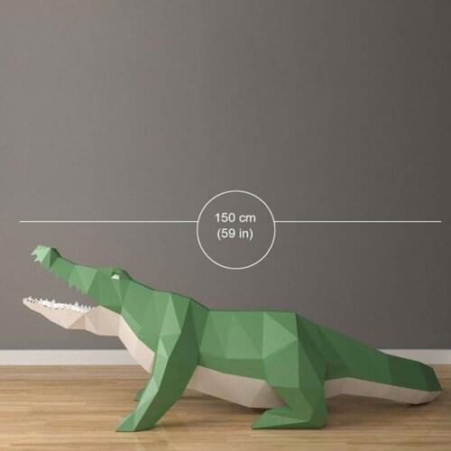 3D Simulation Crocodile Handmade Origami Animal Paper Model DIY Creative Craft Puzzles Educational Kids Toy Desk Decoration