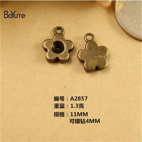 BoYuTe (100 Pieces/Lot) 11MM Antique Bronze Plated Zinc Alloy Plum Blossom Charms Pendants for Jewelry Findings Accessories Diy