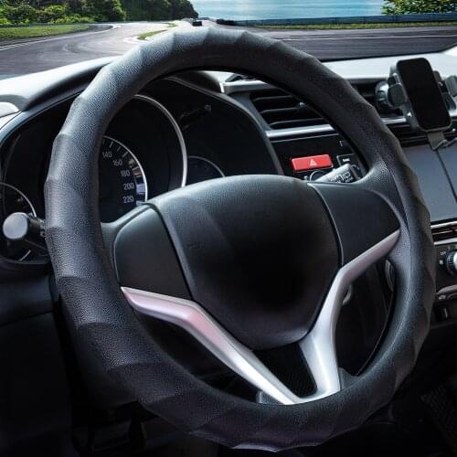 14" 15" 16" Black Steering Wheel Cover Universal Anti-Slip Silicone Steering Wheels Cover W. Grip & Pattern Massaging Grip