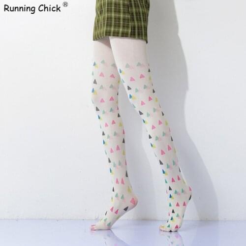Color Triangular Plaid Printed Women Pantyhose Dropship And Bulk