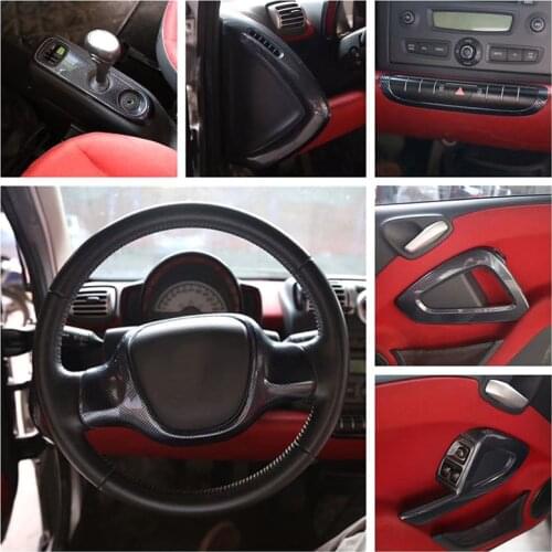Car Decoration Cover Carbon fiber pattern Interior Trim Protection Shell Car Styling Accessories For Mercedes Smart 451 fortwo