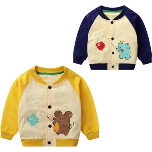 Unisex Kids Jacket Cartoon Print Baby Girl Coat Long Sleeve Outfit Casual Fashion Boys Baseball Uniform Toddler Child Clothing