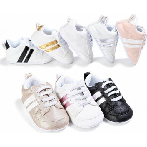 Newborn Infant Baby Girls Boys Fashion Striped Cross-tied Lace Up Breathable Shoes