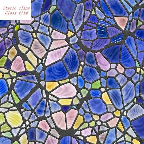 Purple cobblestone Static cling glass film No glue PVC window Decor film living room Anti UV glass Decor sticker