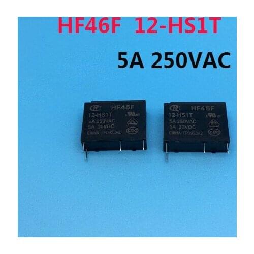 HOT NEW relay HF46F 12-HS1T HF46F-12-HS1T 12V 5A 250VAC 4PIN 50pcs/lot