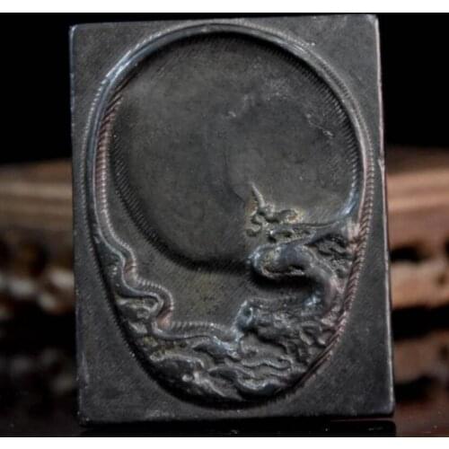 Hongshan culture archaize black iron meteorite inkstone ink statue