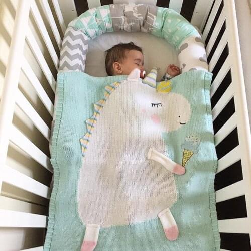 INS HOT Unicorn Blanket Ear Blanket Childrens Knitted Blanket Beach Mat Soft Comfortable Portable Baby Blanket bedroom