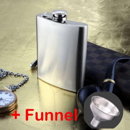 Stainless Steel Hip Flask Liquor Whiskey Alcohol Pocket Wine Bottle 7 8 10 Oz Hip Flasks Portable Solid Color Hip Flasks Sliver