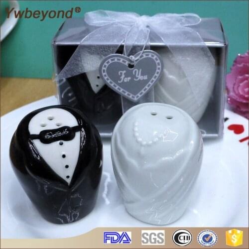 Ywbeyond 50pcs(25pairs)/lot Ceramic bride and groom salt and pepper shakers festive supplies wedding favour